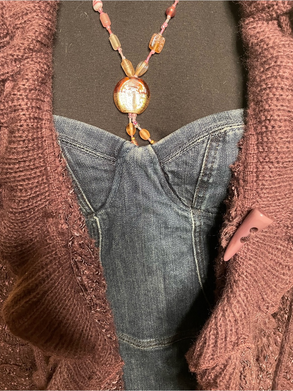 Pretty Angel Ruffled Open-Front Cardigan — Plum - Picture 8 of 8